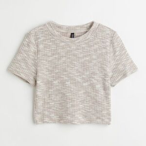 H&M Marled Cream/Tan Ribbed Tee - medium
